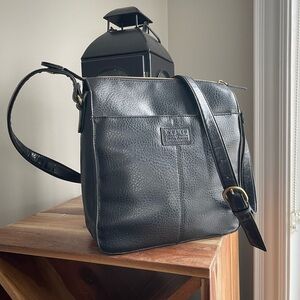 Spacious Black Leather Crossbody Bag